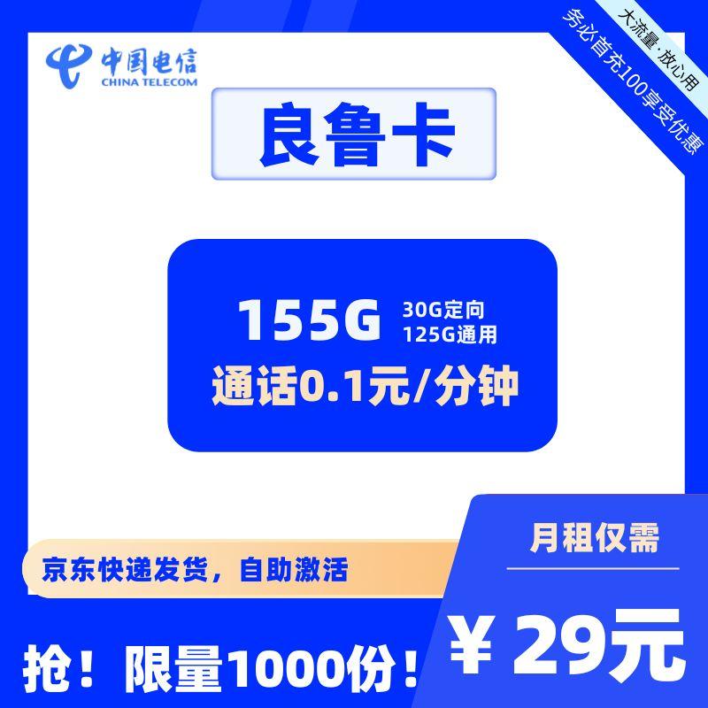 中国电信良鲁卡29元月租155G