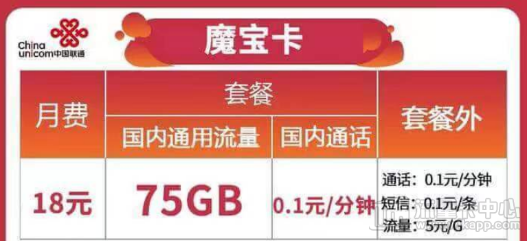 清仓优惠！联通魔宝卡18元大流量+联通神兵卡无合约可办副卡